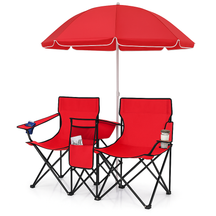 Conjunto Duo Luxo Outdoor – Cadeiras Dobráveis com Guarda‑Sol e Cooler Integrado