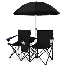 Conjunto Duo Luxo Outdoor – Cadeiras Dobráveis com Guarda‑Sol e Cooler Integrado